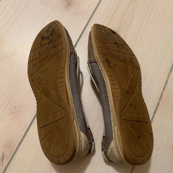 womens Sperry boat shoes 9 tan grey slip on - Picture 2 of 6